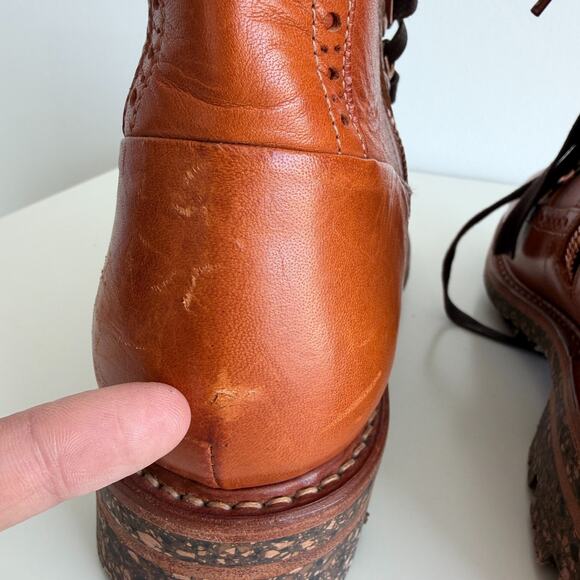 The Office Of Angela Scott Mr. Bernard Boots 40 EU | 10 US Brown Leather Combat - Picture 8 of 16